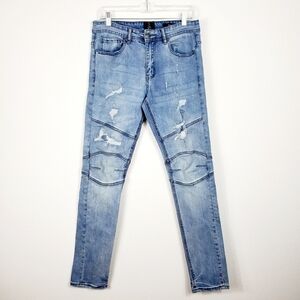 91 COTTON ON SLIM LEG LIGHT WASH JEANS